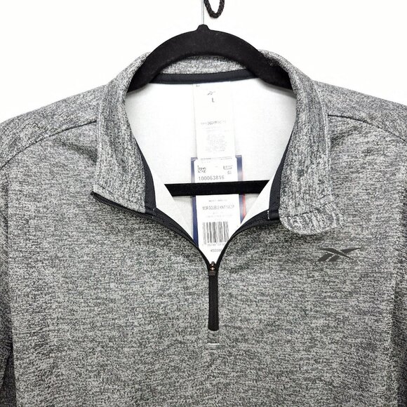 Reebok Men’s Large Long Sleeve Pullover Quarter Zip Training Sweatshirt Gray - Picture 4 of 13